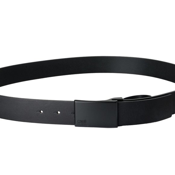 Cavalli Class Men's Black 100% Leather Buckle Decorated Belt - Picture 2 of 6